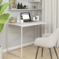 vidaXL Datorbord vit 110x60x70 cm spånskiva