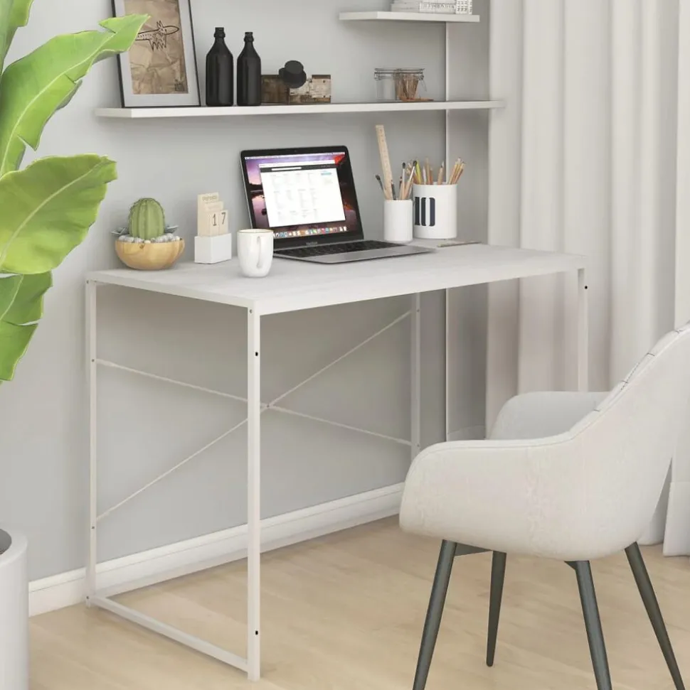 vidaXL Datorbord vit 110x60x70 cm spånskiva