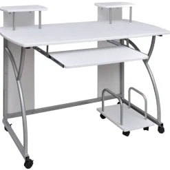 vidaXL Datorbord vit 110x52x88,5 cm konstruerat trä