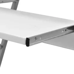 vidaXL Datorskrivbord med utdragbar hylla för tangentbord vit