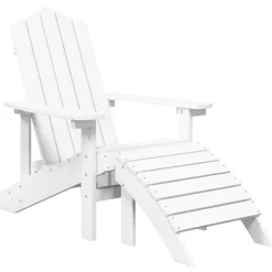 Best vidaXL Däckstolar för trädgården 2 st med fotpall HDPE Vit