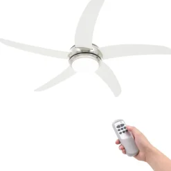New vidaXL Dekorativ takfläkt med lampa 128 cm Vit