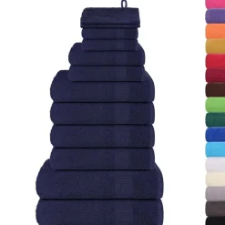 vidaXL 12-delat handduksset FROGN marinblå 360 gsm