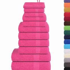 Outlet vidaXL 12-delat handduksset FROGN 360 gsm Rosa