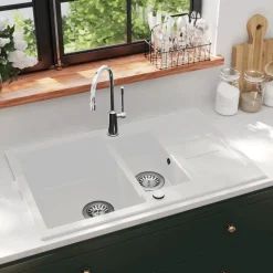 vidaXL Diskho granit dubbel vit