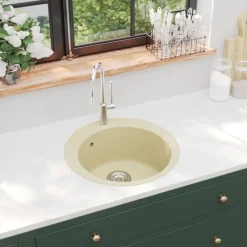 Hot vidaXL Diskho granit enkel rund Beige