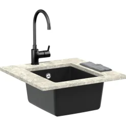 New vidaXL Diskho 370 x 460 mm 80% Kvarts och 20% Resin Svart