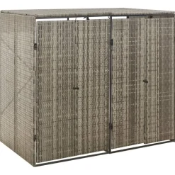 vidaXL Dubbelt skjul för soptunnor grå 140x80x117 cm konstrotting