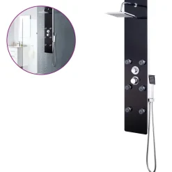 Online vidaXL Duschpanel glas 25x44,6x130 cm Svart