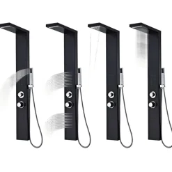 Outlet vidaXL Duschpanelsystem aluminium matt Svart