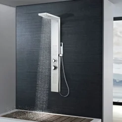 vidaXL Duschpanelsystem rostfritt stål fyrkantig Silver