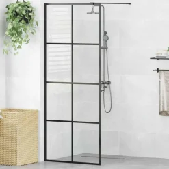 New vidaXL Duschvägg med klart ESG-glas 80x195 cm Svart