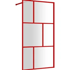 vidaXL Duschvägg med klart ESG-glas röd 100x195 cm