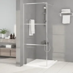 vidaXL Duschvägg silver 80x195 cm klart ESG-glas