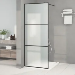 Outlet vidaXL Duschvägg 80x195 cm frostat ESG-glas Svart