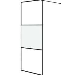 Online vidaXL Duschvägg 80x195 cm halvfrostat ESG-glas Svart