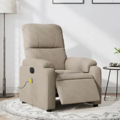 Discount vidaXL Elektrisk massagefåtölj mikrofibertyg Taupe