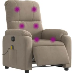 Discount vidaXL Elektrisk massagefåtölj mikrofibertyg Taupe