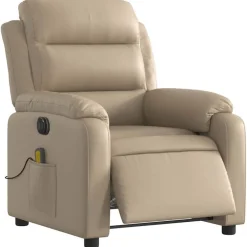 Best vidaXL Elektrisk massagefåtölj konstläder Cappuccino