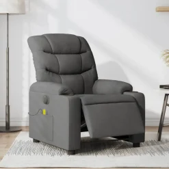 Sale vidaXL Elektrisk massagefåtölj tyg Mörkgrå