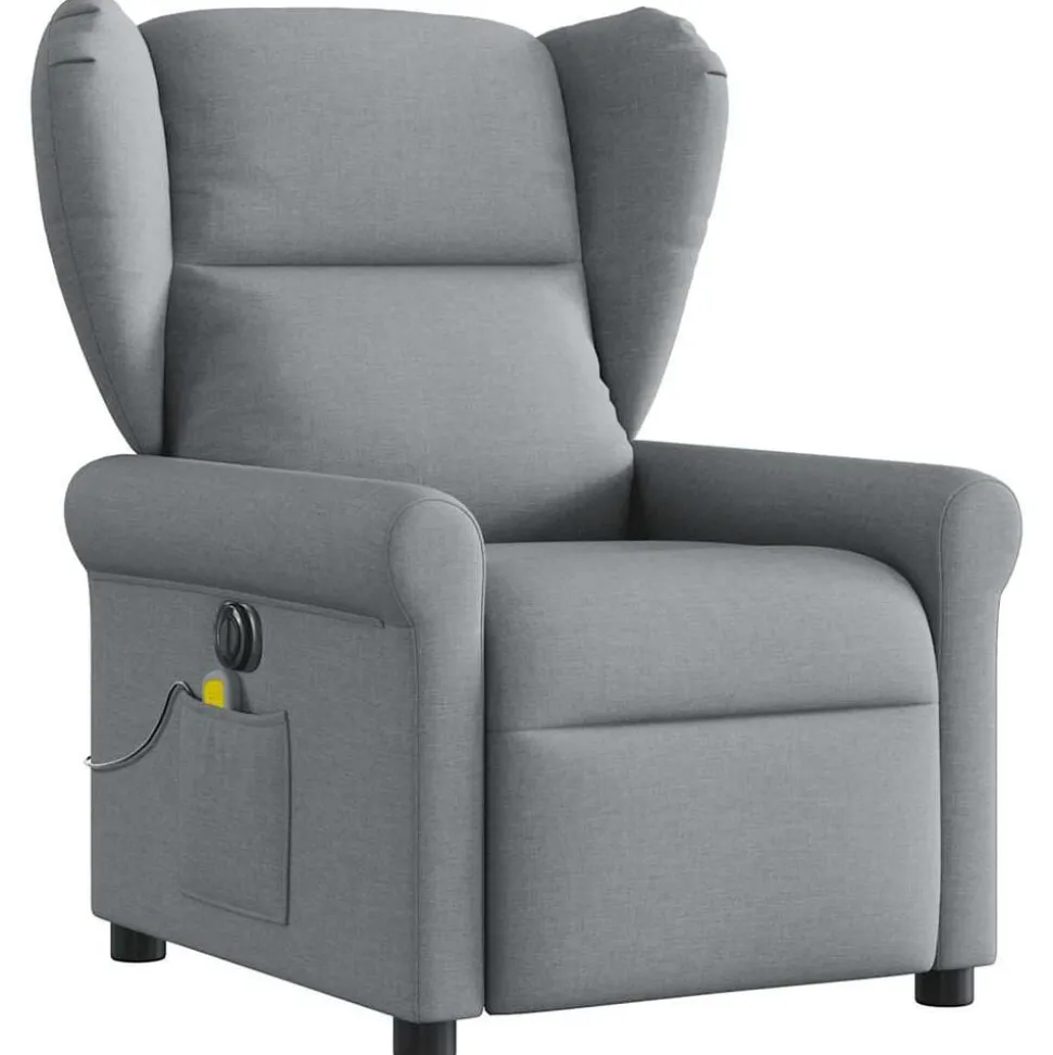vidaXL Elektrisk massagefåtölj ljusgrå tyg
