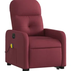 New vidaXL Elektrisk massagefåtölj med uppresningshjälp tyg Vinröd