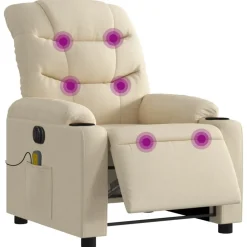 vidaXL Elektrisk massagefåtölj gräddvit tyg