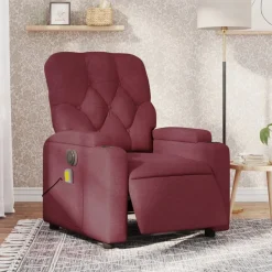 vidaXL Elektrisk massagefåtölj vinröd tyg