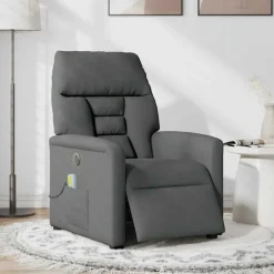 vidaXL Elektrisk massagefåtölj tyg Mörkgrå