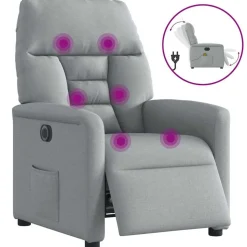 vidaXL Elektrisk massagefåtölj ljusgrå tyg