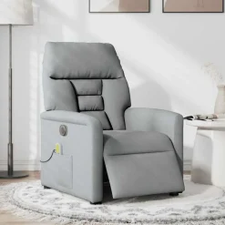 vidaXL Elektrisk massagefåtölj ljusgrå tyg