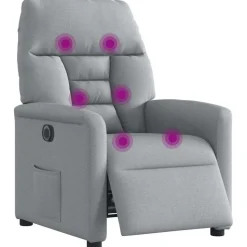 vidaXL Elektrisk massagefåtölj ljusgrå tyg