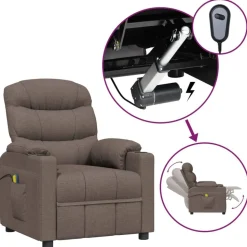 vidaXL Elektrisk massagefåtölj taupe tyg