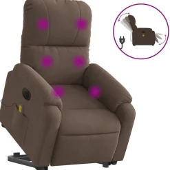 vidaXL Elektrisk massagefåtölj med uppresningshjälp mikrofibertyg