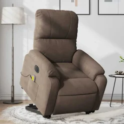 vidaXL Elektrisk massagefåtölj med uppresningshjälp mikrofibertyg