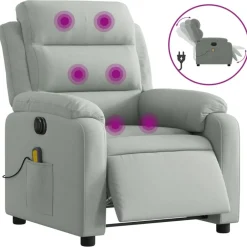 vidaXL Elektrisk massagefåtölj sammet Ljusgrå