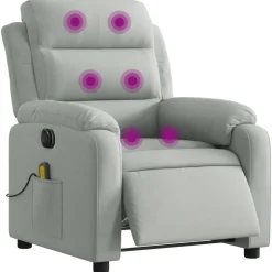 vidaXL Elektrisk massagefåtölj sammet Ljusgrå