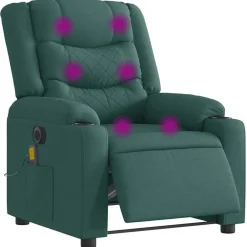 New vidaXL Elektrisk massagefåtölj tyg Mörkgrön
