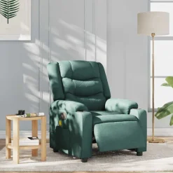 New vidaXL Elektrisk massagefåtölj tyg Mörkgrön