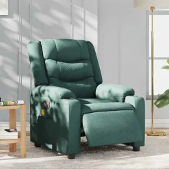 New vidaXL Elektrisk massagefåtölj tyg Mörkgrön