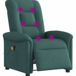 Best vidaXL Elektrisk massagefåtölj tyg Mörkgrön