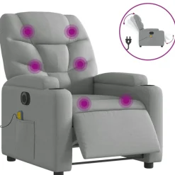 vidaXL Elektrisk massagefåtölj ljusgrå tyg