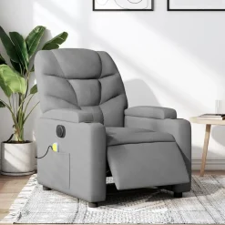vidaXL Elektrisk massagefåtölj ljusgrå tyg