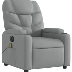 vidaXL Elektrisk massagefåtölj ljusgrå tyg