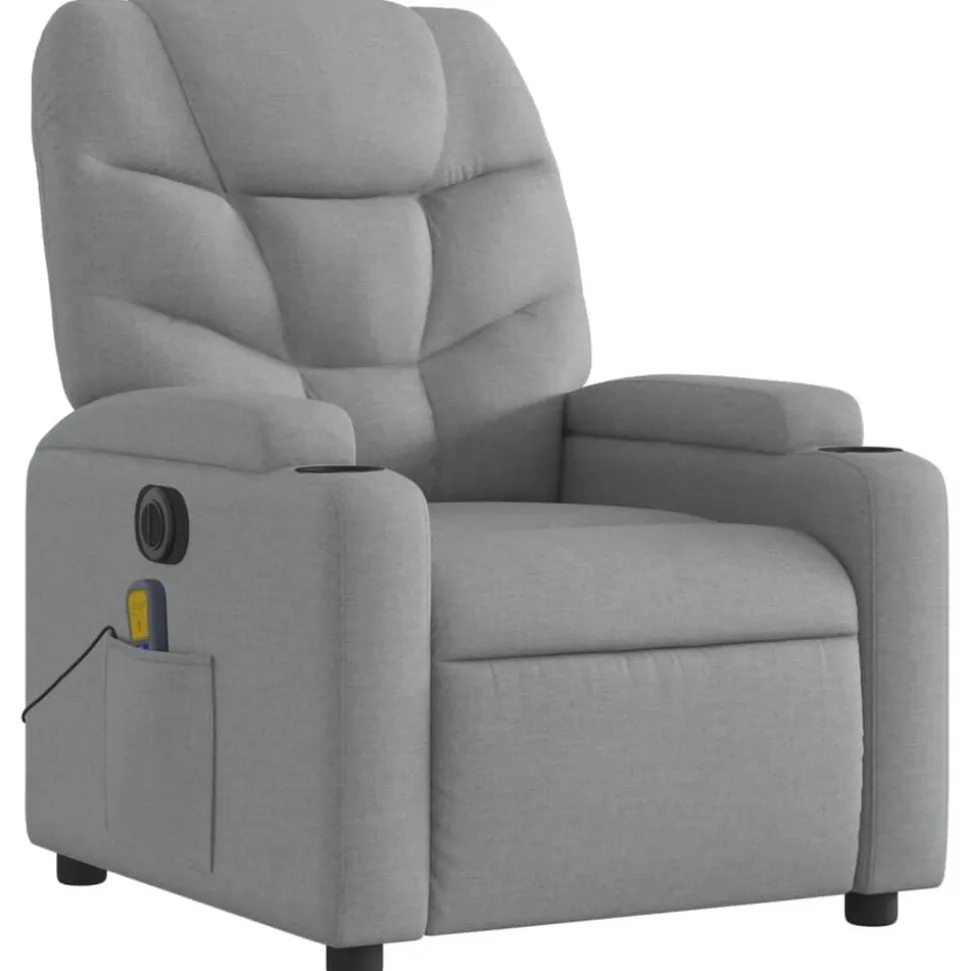 vidaXL Elektrisk massagefåtölj ljusgrå tyg
