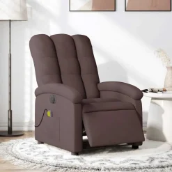 vidaXL Elektrisk massagefåtölj tyg Mörkbrun