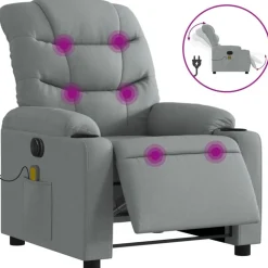 vidaXL Elektrisk massagefåtölj ljusgrå tyg
