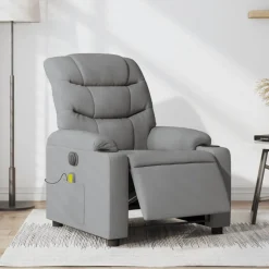 vidaXL Elektrisk massagefåtölj ljusgrå tyg