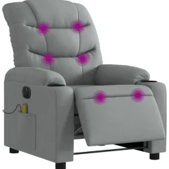 vidaXL Elektrisk massagefåtölj ljusgrå tyg
