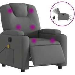 vidaXL Elektrisk massagefåtölj mörkgrå tyg